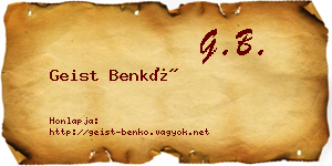 Geist Benkő névjegykártya